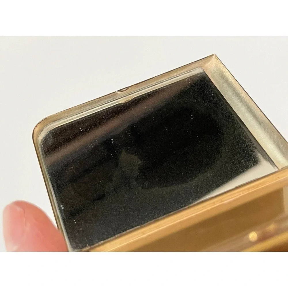 Vintage Brass Elgin Women's American Compact with Mirror Engraved Stripes